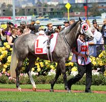 The Big Steel parades before the Grey's Race on Oaks Day